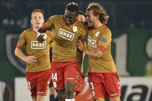 Standard s Ibrahima Cisse celebrate after scoring during a soccer game between Greek club Panathinaikos F.C. and Belgian team Standard de Liege in Athens, Greece, Thursday 03 November 2016, the fourth game of the group stage of the Europa League competition in Group G. NICOLASxLAMBERT  x04972049x