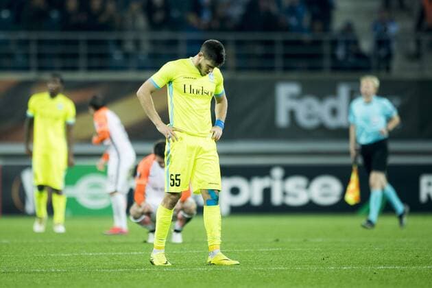 Gent s Rami Gershon show defeat after a soccer game between Belgian team KAA Gent and Ukrainian club FC Shakhtar Donetsk, in Gent Thursday 03 November 2016, the fourth match of the group stage of the Europa League competition in Group H. JASPERxJACOBS  x04972094x