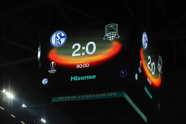 GER, Europa League, FC Schalke 04 vs FK Krasnodar 03.11.2016, Veltins-Arena, Gelsenkirchen, GER, Europa League, FC Schalke 04 vs FK Krasnodar, im Bild Endstand Anzeigetafel Feature Foto © nordphoto Treese nordphotoxTreese