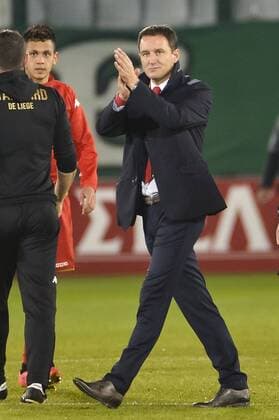 Standard s head coach Aleksandar Jankovic celebrate after winning a soccer game between Greek club Panathinaikos F.C. and Belgian team Standard de Liege in Athens, Greece, Thursday 03 November 2016, the fourth game of the group stage of the Europa League competition in Group G. NICOLASxLAMBERT  x04972129x