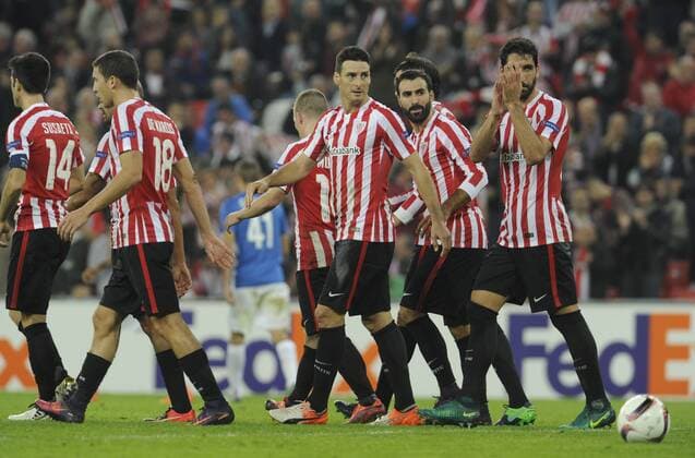 Aduriz . Europa League match between Athletic and Genk. In this picture, Aduriz celebrates one of their five goals. xJuanxEcheverríax 