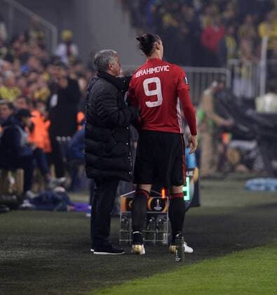 UEFA Europa League Group A day 4 match between Fenerbahce and Manchester United ManU at Ulker Stadium in Istanbul , Turkey , November 03 , 2016. Final Score : Fenerbahce 2 - Manchester United 1 Pictured: Coach Jose Mourinho and Zlatan Ibrahimovic of Manchester United. 