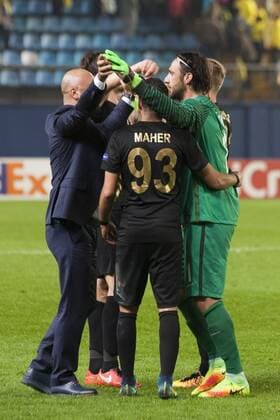 Vila-real, ESPANA - NOVIEMBRE 2016: Celebracion victoria final Osmanlispor partido correspondiente a la UEFA Europa League entre el Villarreal CF y Osmanlispor disputado en el Estadio El Madrigal. FC Sevilla vs Dynamo Kiew - Football Champions League  xx xx