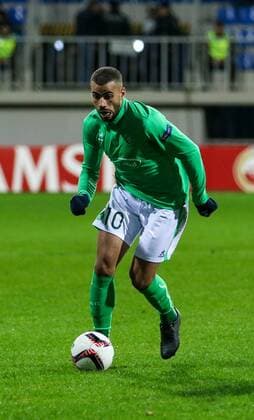 Azerbaijan: Europa League: FC Qabala - Saint Etienne Oussama Tannane of Saint Etienne controls the ball during the Europa League match between FC Qabala and Saint Etienne at 8km stadium in Baku.  AzizxKarimov PacificxPress