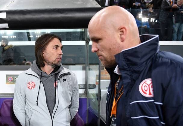 03.11.2016, xjhx, Fussball UEFA Europa League, RSC Anderlecht - FSV Mainz 05, emspor, v.l. Trainer Martin Schmidt (FSV Mainz 05), Manager Sportlicher Leiter Rouven Schroeder (FSV Mainz 05) Anderlecht