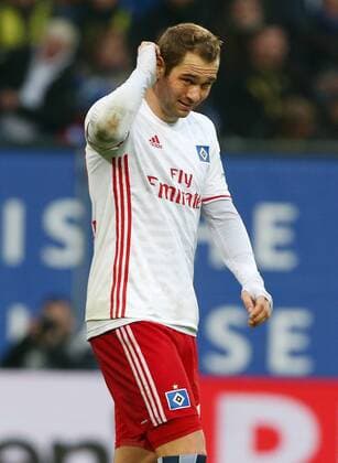 Pierre Michel Lasogga enttäuscht Enttäuschung Fußball Fussball erste 1.Bundesliga Herren Saison 2016 2017 05.11.2016 Hamburger SV HSV vs. BVB Borussia Dortmund