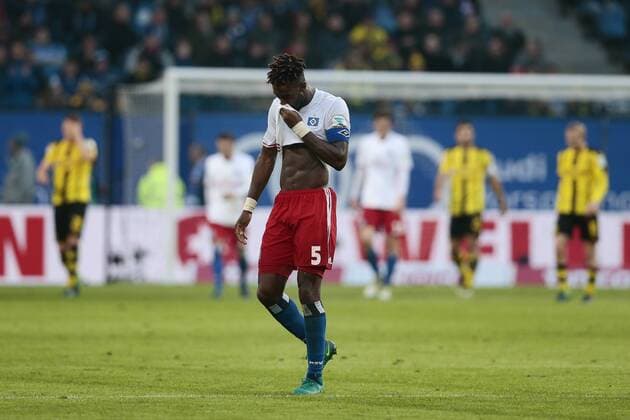 HAMBURG, Germany - NOVEMBER 05: Johan Djourou (Hamburg) frustriert waehrend des Bundesliga Spiel Hamburger Verein gegen BVB Dortmund im Volksparkstadion am 05 November 2016.