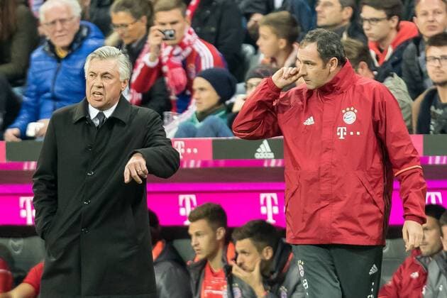 Muenchen, Deutschland, 05.11.2016, Bundesliga 10. Spieltag, FC Bayern Muenchen - TSG 1899 Hoffenheim, Cheftrainer Carlo Ancelotti (FCB) Co-Trainer Paul Clement (FCB) ( DeFodi048
