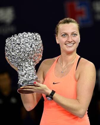 (161106) -- ZHUHAI, Nov. 6, 2016 -- Petra Kvitova of the Czech Republic poses with her trophy during the awarding ceremony of women s singles final at the WTA Tennis Damen Elite Trophy tournament in Zhuhai, south China s Guangdong Province,on Nov. 6, 2016. Petra Kvitova won 2-0 and clamed the trophy. ) (SP)CHINA-ZHUHAI-TENNIS-WTA ELITE TROPHY(CN) LuxHanxin 