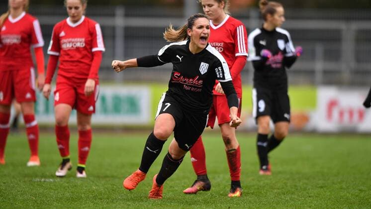 Jubel, Freuen, celebrate, happy, cheer , Goal Celebration Jaila Dalaf (BV Cloppenburg) (7) nach ihrem 1:0 - Happyness - Power, Bv Cloppenburg - Herforder SV, xmkx