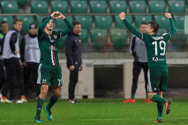 Lasha Dvali Lasza Dwali slask 21 joy after goal celebrates after scoring goal Kamil Bilinski slask 19 LOTTO Ekstraklasa Professional Polish football league Slask Wroclaw - Zaglebie Lubin  161106_1SB0658