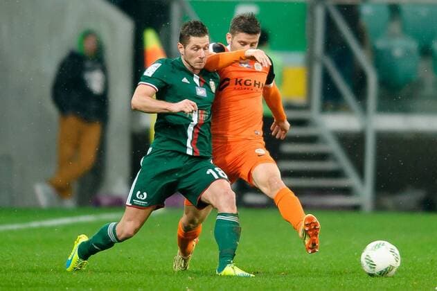 Lukasz Madej Aleksandar Todorovski 2016.11.06 Wroclaw Football Polish Lotto Ekstraklasa season 2016 2017 Slask Wroclaw - KGHM Zaglebie Lubin Lukasz Madej Aleksandar Todorovski  20161106_PF_PA024