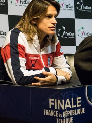 November 8, 2016 - Strasbourg, France - French Fed Cup coach Amelie Mauresmo, during a press conference PK Pressekonferenz on November 8, 2016 in Strasbourg, eastern France, ahead of the Fed Cup final against the Czech Republic. Mauresmo has recalled Caroline Garcia and Kristina Mladenovic for the final against the Czech Republic this month after they were banned for unacceptable behaviour at the Rio Olympics. Garcia and Mladenovic will spearhead France s bid for a first Fed Cup title since 2003 on November 12-13 in Strasbourg. French Fed Cup 2016  - ZUMAn230 20161108_zaa_n230_254