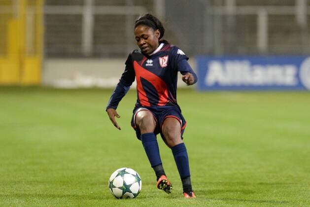 v.li.: Gabrielle ONGUENE (FK Rossiyanka, Rossijanka, 57) Freisteller, Einzelbild, Aktion, Action, Fussball, UEFA Women s Champions League, FC Bayern München - FK Rossiyanka, xslx