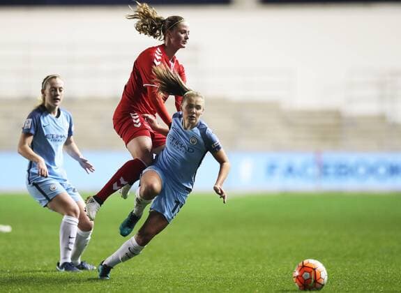 Georgia Stanway of Manchester City Women during the Women s Champions League last 16 tie, first leg between Manchester City Women and Brondby IF at the Academy Stadium. Photo credit should read: Lynne Cameron Sportimage EDITORIAL USE ONLY. No use with unauthorised audio, video, data, fixture lists, club league logos or live services. Online in-match use limited to 120 images, no video emulation. No use in betting, games or single club league player publications.