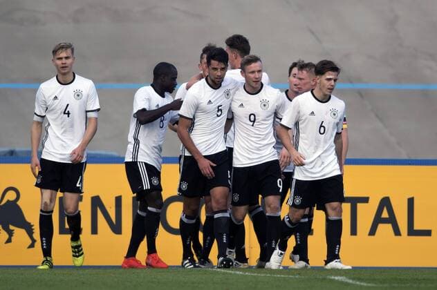Germany team group Mannschaftsbild Totale (GER), NOVEMBER 10, 2016 - Football Soccer : Cedric Teuchert of Germany celebrates after scoring their 1st goal during the Under-20 International Friendly Länderspiel match between Italy 0-1 Germany at Stadio Tullo Morgagni in Forli, Italy. Noxthirdxpartyxsales  (ptmb102309)