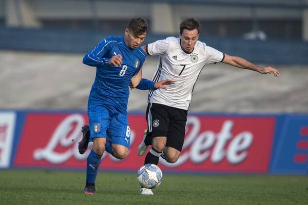 Nicola Barella (ITA), Matthias Bader (GER), NOVEMBER 10, 2016 - Football Soccer : Under-20 International Friendly Länderspiel match between Italy 0-1 Germany at Stadio Tullo Morgagni in Forli, Italy. Noxthirdxpartyxsales  (ptmb102364)