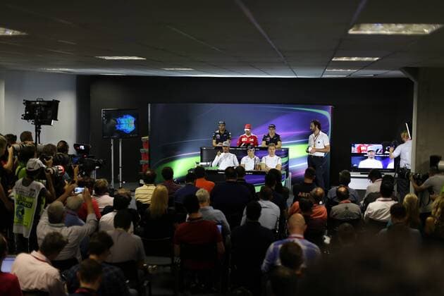 Brazilian Grand Prix, Sao Paulo 10 - 13 November 2016 10.11.2016 - press conference PK Pressekonferenz Daniel Ricciardo (AUS) Red Bull Racing RB12, Sebastian Vettel (GER) Scuderia Ferrari SF16-H, Max Verstappen (NED) Red Bull Racing RB12, Lewis Hamilton (GBR) Mercedes AMG F1 W07 Hybrid, Felipe Massa (BRA) Williams FW38 and Nico Rosberg (GER) Mercedes AMG F1 W07 Hybrid 