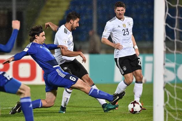 Fußball, WM Quali, San Marino - Deutschland il gol di Sami Khedira Germania. Goal celebration. San Marino - DFB Deutschland, Fußball Nationalteam Länderspiel WM Quali AndreaxStaccioli