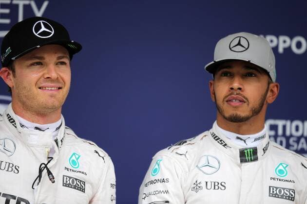 Bilder des Tages - SPORT Formel 1, GP Brasilien Brazilian Grand Prix, Sao Paulo 10 - 13 November 2016 12.11.2016 - Qualifying, 2nd position Nico Rosberg (GER) Mercedes AMG F1 W07 Hybrid and Lewis Hamilton (GBR) Mercedes AMG F1 W07 Hybrid pole position 