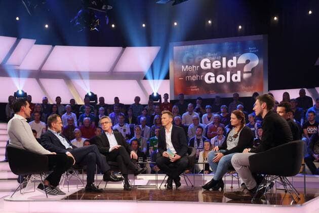 HENNING LAMBERTZ, ALFONS HOERMANN, THOMAS DE MAIZIERE, JOCHEN BREYER, CHRISTINA SCHWANITZ, JAN FRODENO, MAXIMILIAN HARTUNG DAS AKTUELLE SPORTSTUDIO ZDF MAINZ 