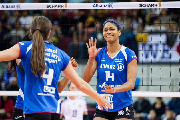 Aiyana Whitney (14 MTV); Volleyball Bundesliga: Allianz MTV Stuttgart vs VfB 91 Suhl, SCHARRena, Stuttgart Germany, 20161113; Stuttgart Copyright: xWuechnerx xEibner-Pressefotox EP_nwr