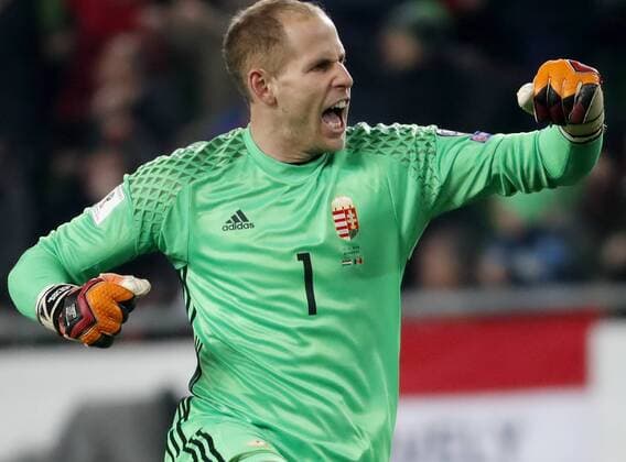 BUDAPEST, HUNGARY - NOVEMBER 13: Goalkeeper Peter Gulacsi of Hungary celebrates the third goal of Hungary during the FIFA 2018 World Cup Qualifier match between Hungary and Andorra at Groupama Arena on November 13, 2016 in Budapest, Hungary. LaszloxSzirtesi 