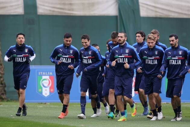 Fußball, Nationalteam Italien Training SQUADRA, GIANLUCA LAPADULA, GIACOMO BONAVENTURA, LEONARDO BONUCCI, CIRO IMMOBOLE, DAVIDE ZAPPACOSTA friendly match ITALIA-GERMANY ALLENAMENTO 14-11-2016