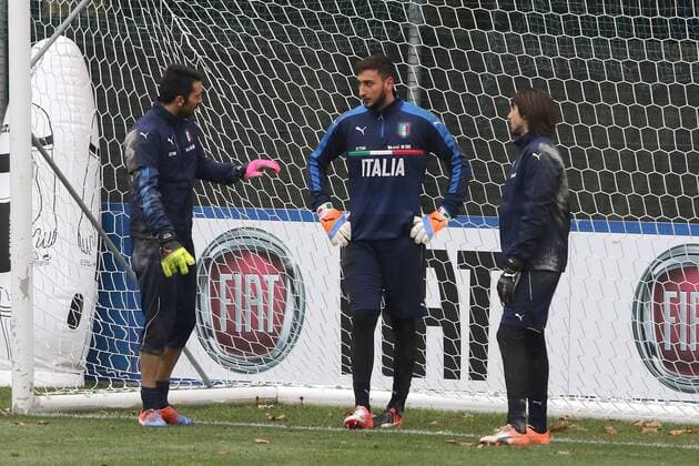 Fußball, Nationalteam Italien Training GIANLUIGI BUFFON, GIANLUIGI DONNARUMMA friendly match ITALIA-GERMANY ALLENAMENTO 14-11-2016