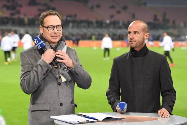 Fussball, Herren, Saison 2016 2017, Länderspiel in Mailand, Italien - Deutschland, ARD-Moderator Matthias Opdenhövel und ARD-Experte Mehmet Scholl vor dem Spiel, 15.11.2016,
