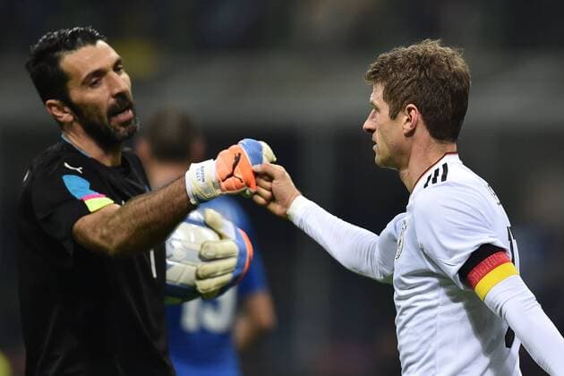 Gianluigi Buffon Italia, Thomas Müller Germany Mailand, Fußball Nationalteam Länderspiel Italien - Deutschland AndreaxStaccioli