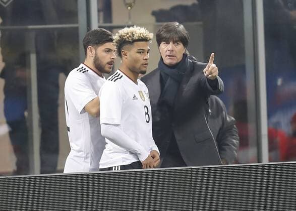 DFB Bundestrainer Joachim Jogi LOEW, LÖW,Kevin VOLLAND, DFB 20 Serge GNABRY, DFB 8 Einwechslung, Auswechslung, Wechsel, Spielerwechsel ITALY - GERMANY Friendly match at November 15, 2016 in Mailand, Italy