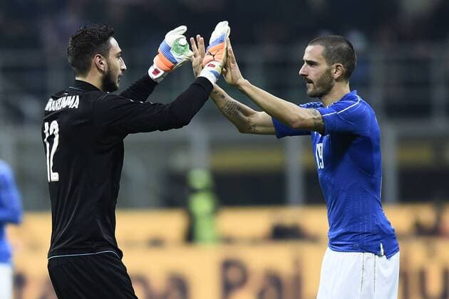 Mailand, Fußball Nationalteam Länderspiel Italien - Deutschland Gianluigi Donnarumma-Leonardo Bonucci 