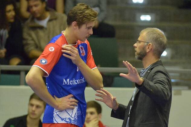 16.11.2016, xtkx, Volleyball 1.Bundesliga Herren, United Volleys - VCO Berlin, emspor, v.l. Mitchell Tulley (United Volleys) , Michael Warm (United Volleys) , Rüsselsheim