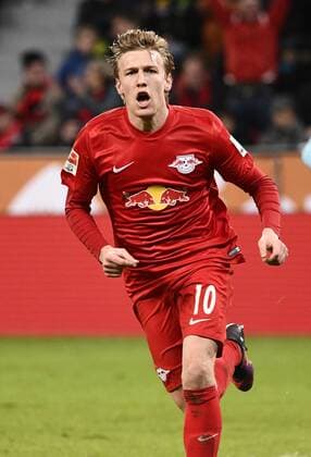 BayArena Leverkusen 18.11.2016, 1. Fussball Bundesliga Saison 2016 17 11.Spieltag, Bayer 04 Leverkusen vs. RB Leipzig ---- Emil Forsberg (Leipzig) jubelt nach seinem Tor