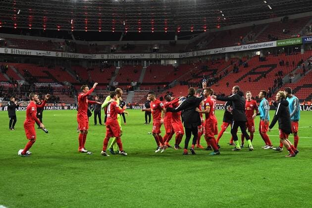 Fussball, 1.BL Saison 2016 2017, Spieltag 11, , Bayer 04 Leverkusen-RB Leipzig , 18.11.2016, BayArena, Leverkusen, RB Leipzig, Schlussjubel
