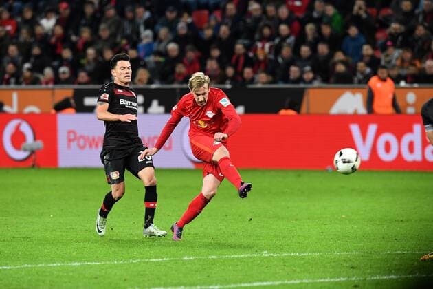 Fussball, 1.BL Saison 2016 2017, Spieltag 11,, Bayer 04 Leverkusen-RB Leipzig , 18.11.2016, BayArena, Leverkusen, Emil Forsberg, RB Leipzig, erzielte das 3:2,