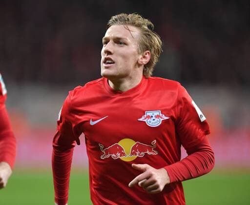 18.11.2016, Fussball GER, 1. Bundesliga Saison 2016 2017, 11. Spieltag, Bayer 04 Leverkusen - RB Leipzig 2:3, Jubel Emil Forsberg (RB Leipzig)