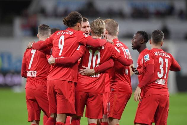 18.11.2016, Fussball GER, 1. Bundesliga Saison 2016 2017, 11. Spieltag, Bayer 04 Leverkusen - RB Leipzig 2:3, Jubel RB Leipzig
