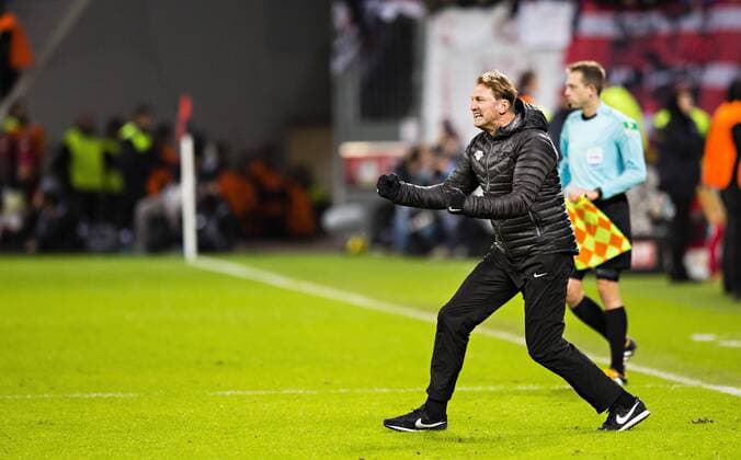 Leverkusen, 18.11.2016, BayArena Schlussjubel: Ralph Hasenhüttl (Leipzig) Bayer Leverkusen - RB Leipzig mm