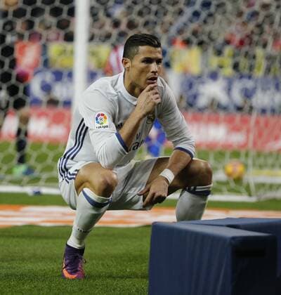 League Santander match played between Atletico and Real Madrid. In this picture, Cristiano Ronaldo celebrates his goal. xRafaxCasalx 