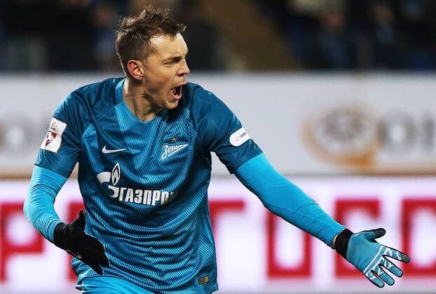 ST PETERSBURG, RUSSIA - NOVEMBER 20, 2016: Zenit St Petersburg s Artyom Dzyuba celebrates scoring in the 2016-17 Season Russian Premier League Round 14 football match against Krylya Sovetov Samara at the Petrovsky Stadium. Peter Kovalev TASS  TS0383BF