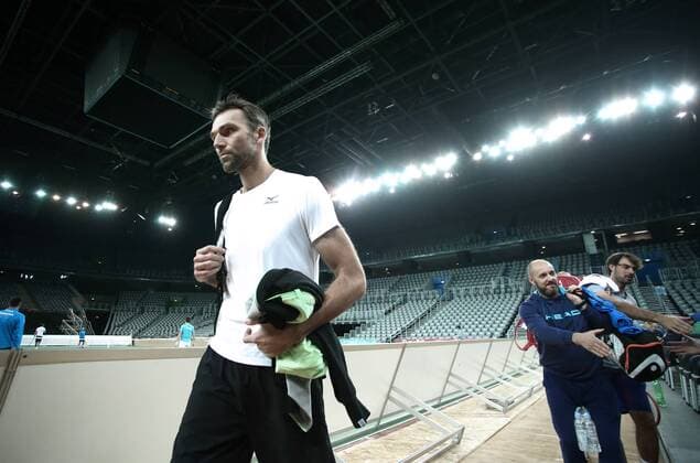 Croatian Davis Cup team training 20.11.2016., Zagreb - Croatian Davis Cup team held first training in Arena. Ivo Karlovic.  SanjinxStrukic PIXSELL