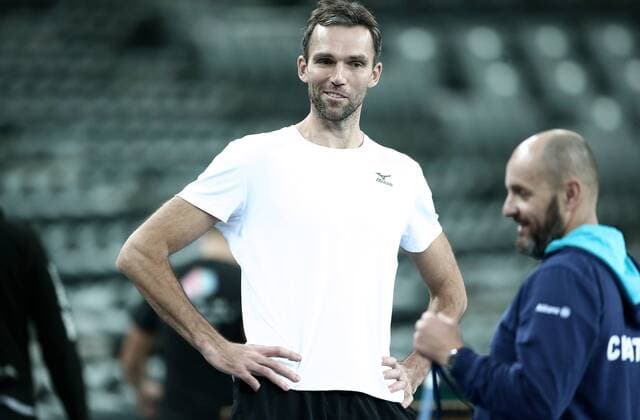 Croatian Davis Cup team training 20.11.2016., Zagreb - Croatian Davis Cup team held first training in Arena. Ivo Karlovic.  SanjinxStrukic PIXSELL