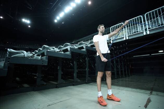 Croatian Davis Cup team training 20.11.2016., Zagreb - Croatian Davis Cup team held first training in Arena. Ivo Karlovic.  SanjinxStrukic PIXSELL