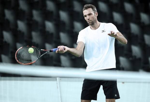 Croatian Davis Cup team training 20.11.2016., Zagreb - Croatian Davis Cup team held first training in Arena. Ivo Karlovic.  SanjinxStrukic PIXSELL