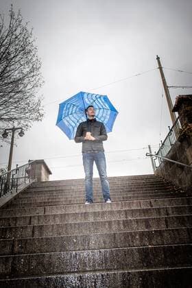 Florian Ballas beim Fotoshooting für das Stadionheft Kreisel. Florian Ballas