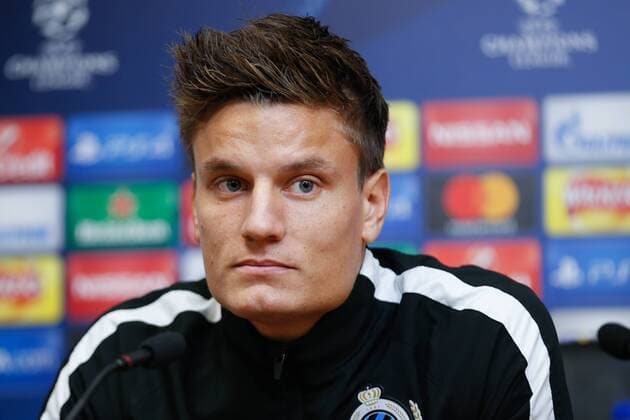 Club s Jelle Vossen pictured during a press conference PK Pressekonferenz of Belgian first division soccer team Club Brugge KV in Leicester, Great Britain, Monday 21 November 2016. Club Brugge will play tomorrow the fifth game of Champions League group stage competition, in the group G, against British club Leicester City Football Club. BRUNOxFAHY  x04980300x