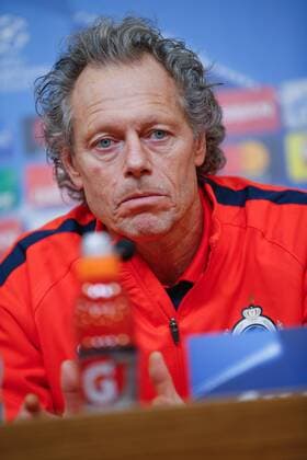 Club s head coach Michel Preud homme pictured during a press conference PK Pressekonferenz of Belgian first division soccer team Club Brugge KV in Leicester, Great Britain, Monday 21 November 2016. Club Brugge will play tomorrow the fifth game of Champions League group stage competition, in the group G, against British club Leicester City Football Club. BRUNOxFAHY  x04980306x