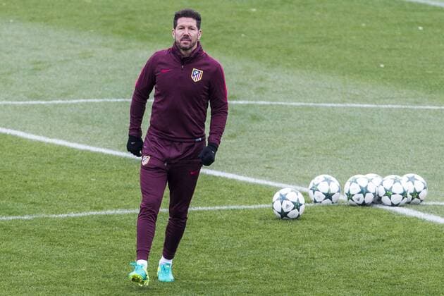 Atletico de Madrid s coach Diego Pablo Cholo Simeone during the official training of Atletico de Madrid before the Champions League match between Atletico de Madrid and PSV Eindhoven at Cerro del Espino in Madrid , Spain. November 22, 2016.  (20161122014)